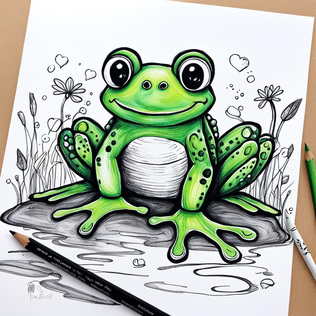 Une représentation vivante d'une grenouille verte avec des a...