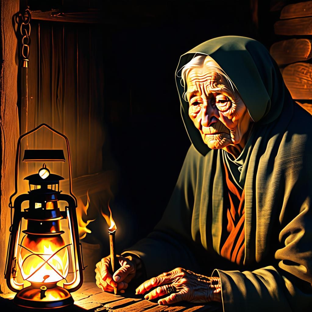 old woman Thinking