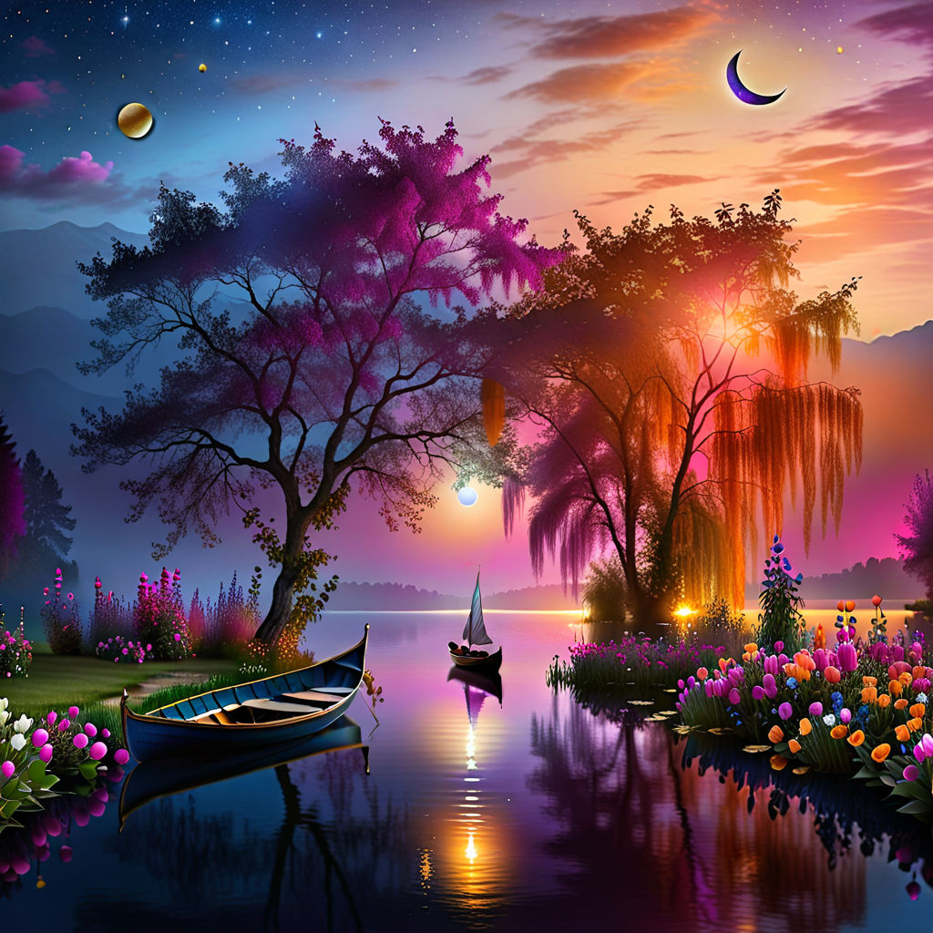 A rowboat on the lake