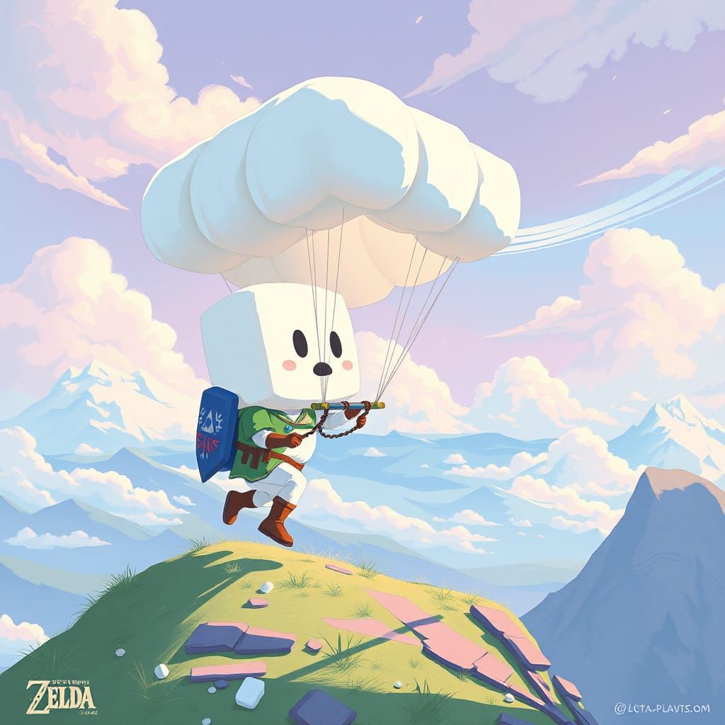 Marshmallow BotW Link, marshmallow gliding