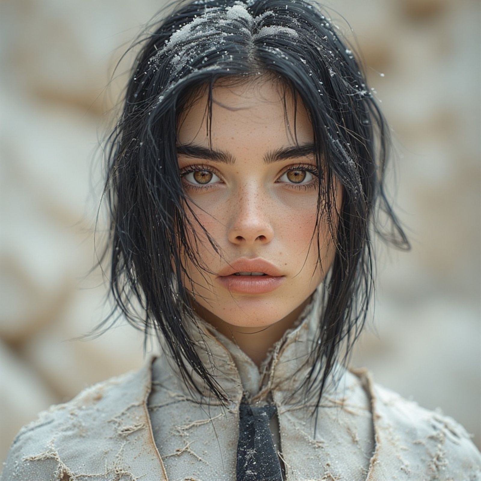 Close-up portrait of a serene and majestic Native American p...