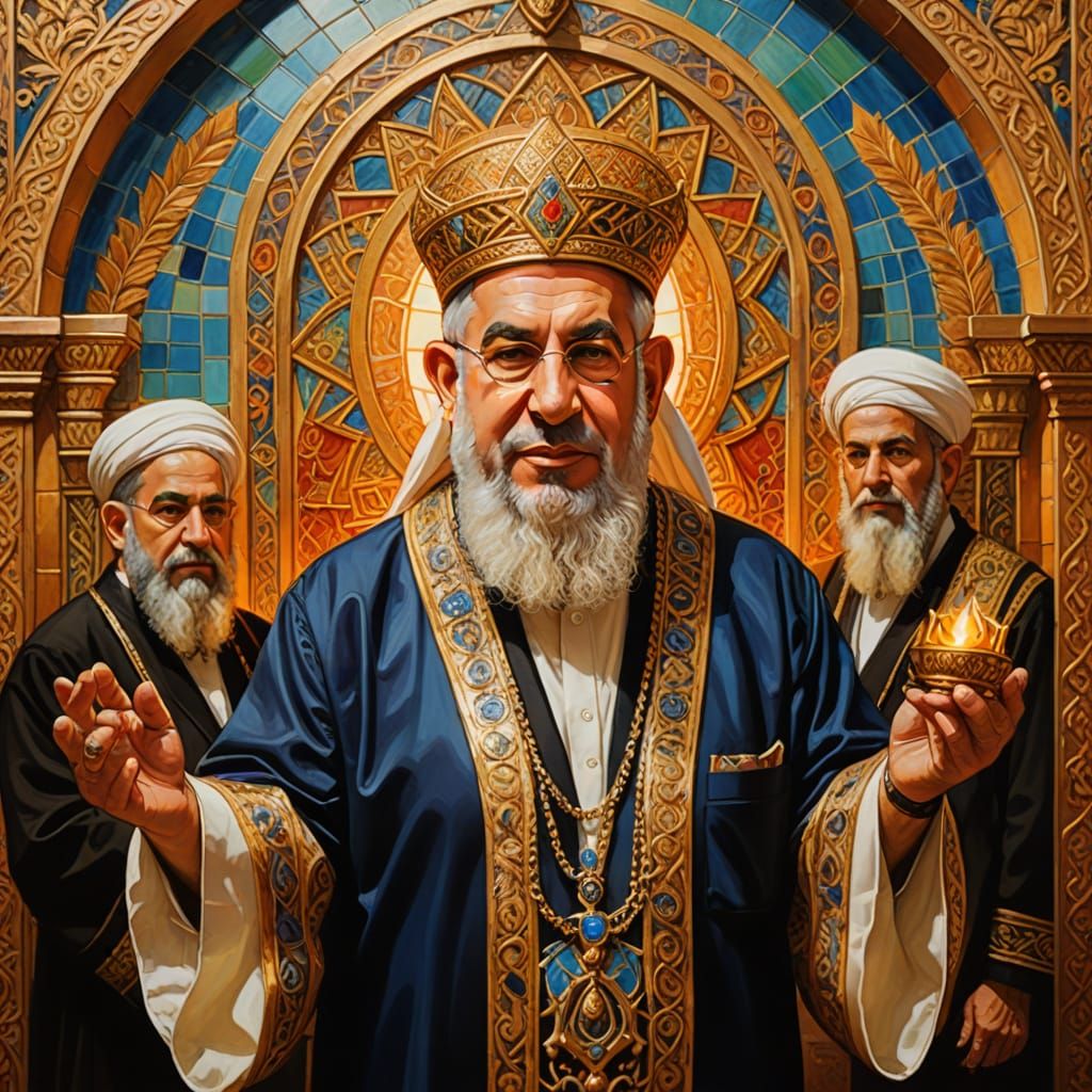 Netanyahu Crowned Sephardic Chief Rabbi: Oil Painting