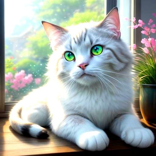 A cute cat sitting infront of a window
