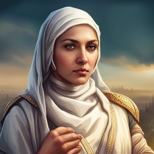 a wealthy Muslim woman going about her day in the middle age...