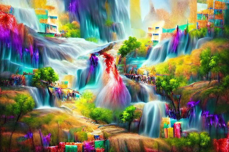 Fantasy valley waterfall