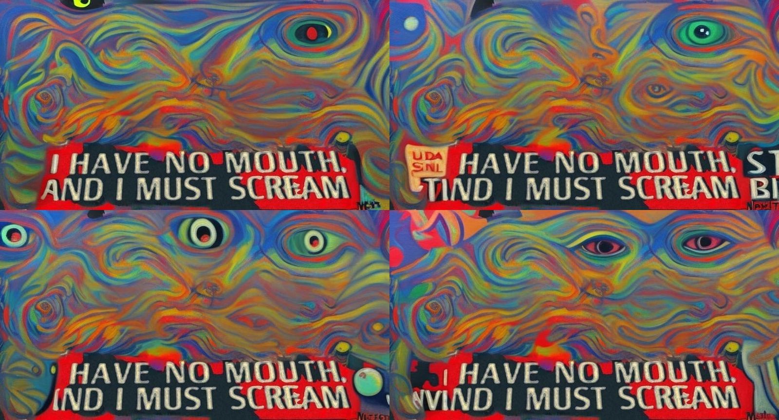 No Mouth Horror Face Neo Impressionism Expressionist Psyhodelic Oil