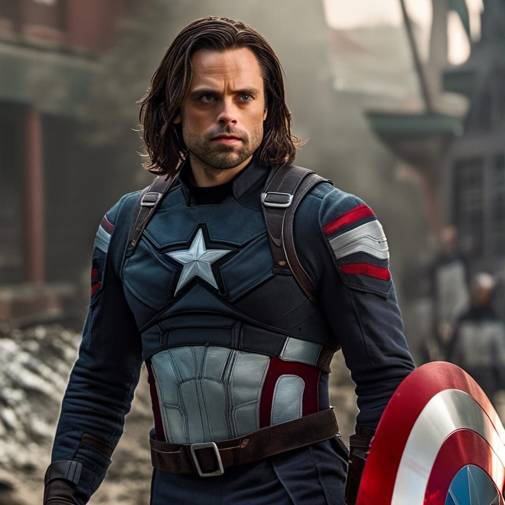 "Sebastian Stan as the Winter Soldier including mask, longis...