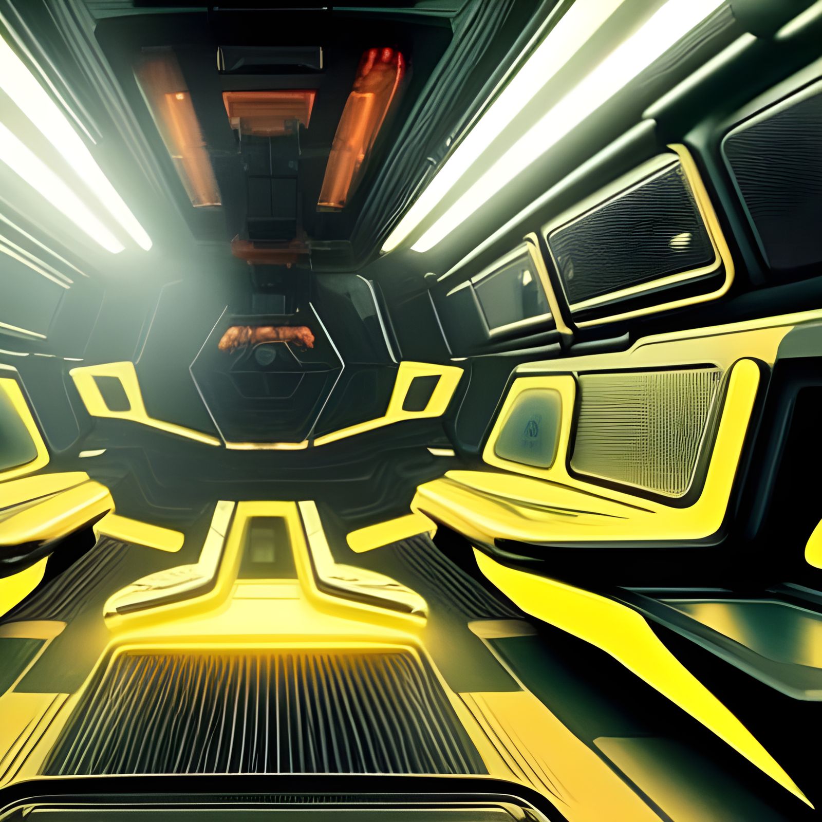 beautiful misty interior of a spaceship