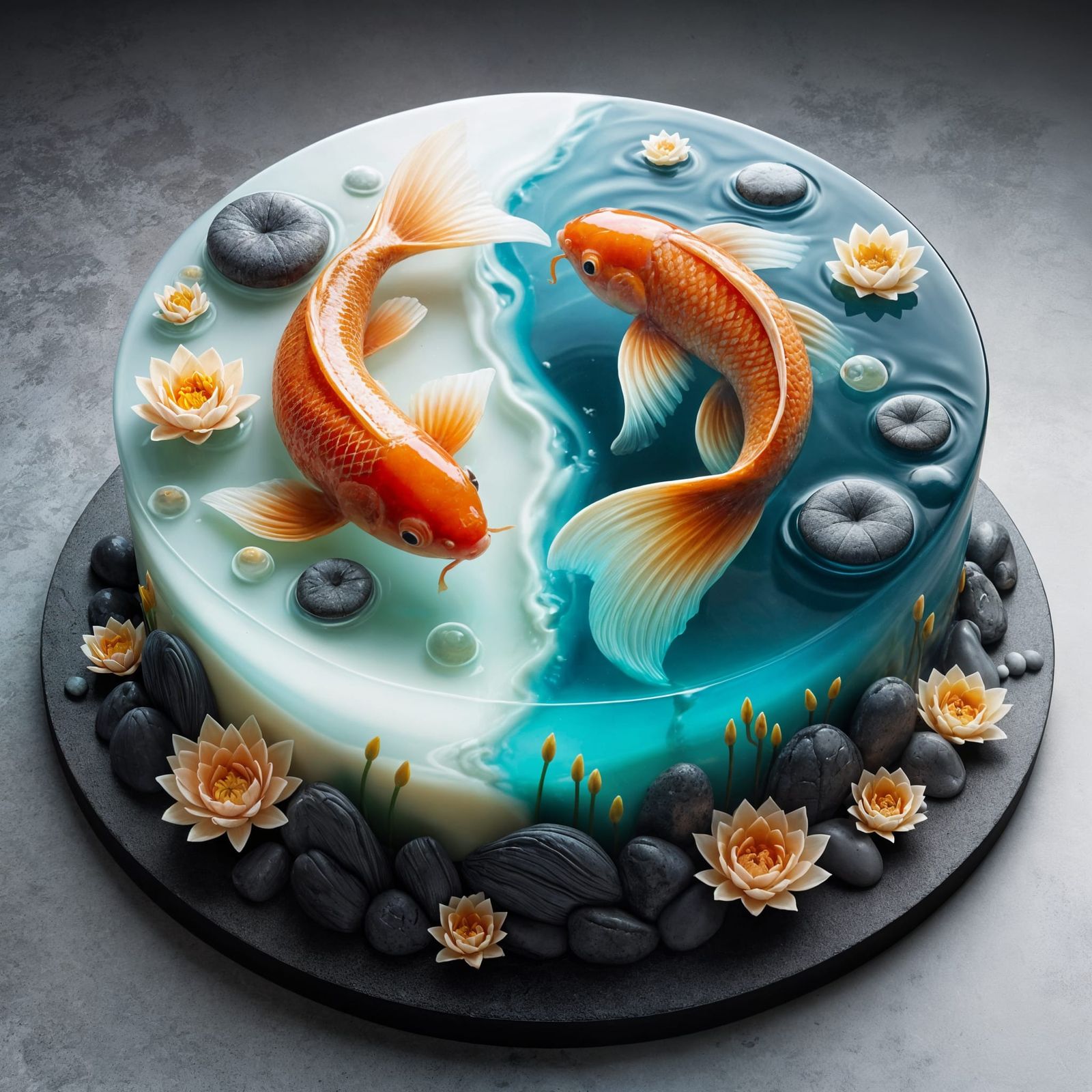 Surrealistic Koi cake