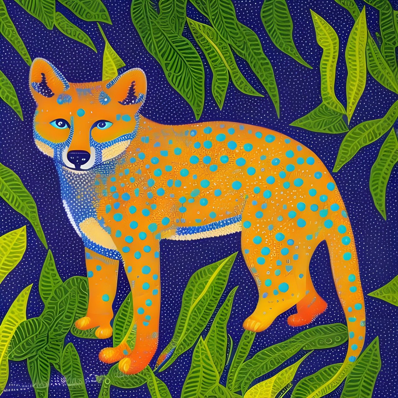 Tasmanian Tiger Aboriginal Dot Painting - AI Generated Artwork ...