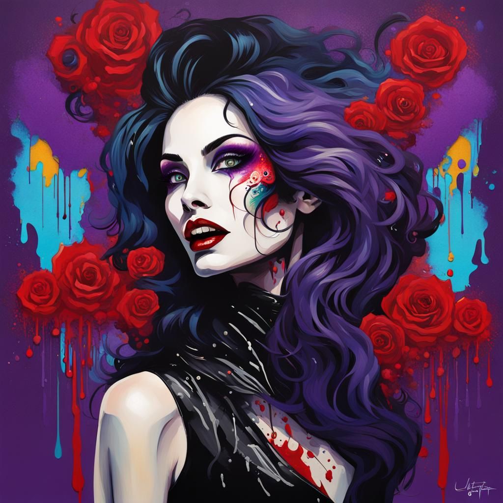 beautiful, elegant, attractive vampire woman
