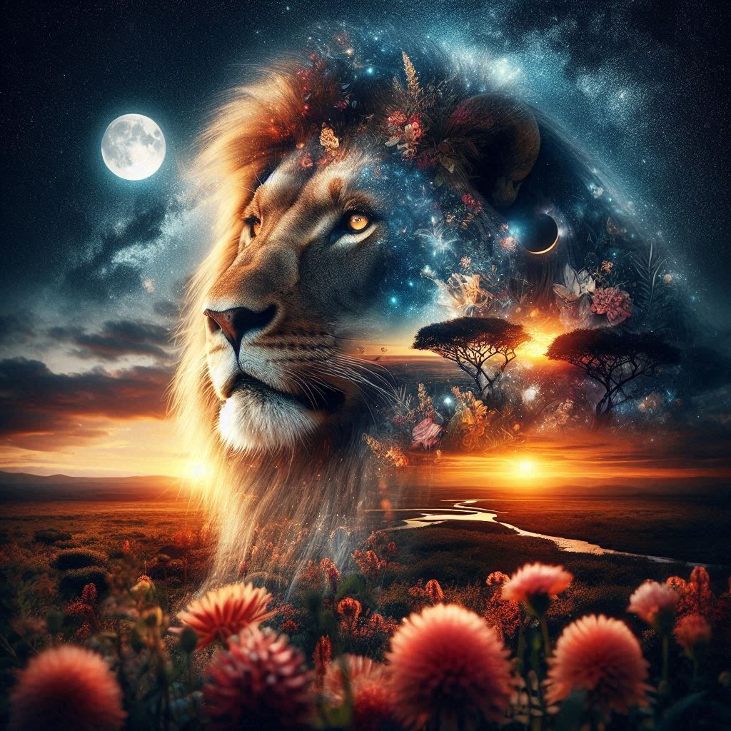 Mighty king of the Savannah - double exposure