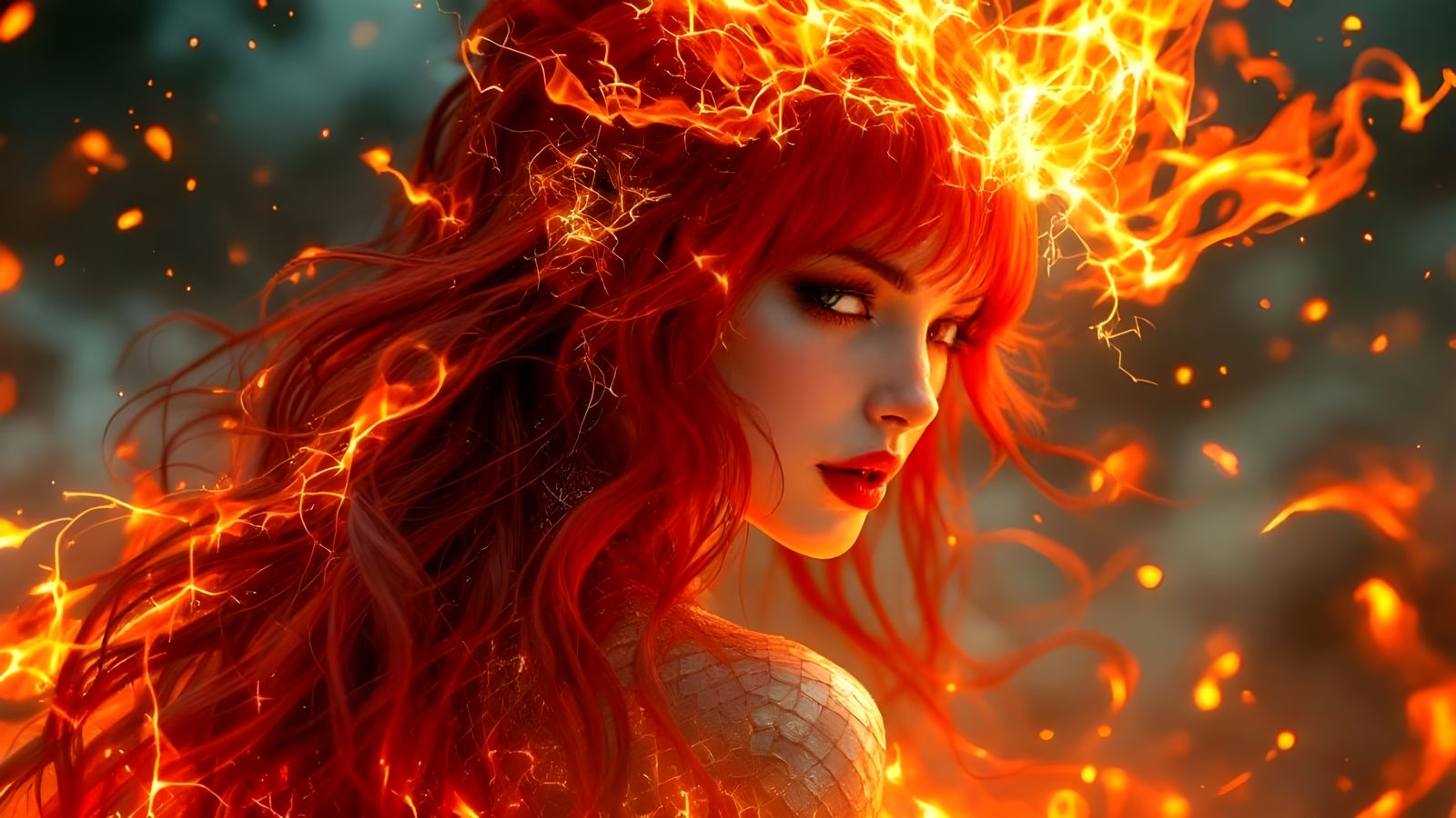 female fire elemental  by @Ghexghe