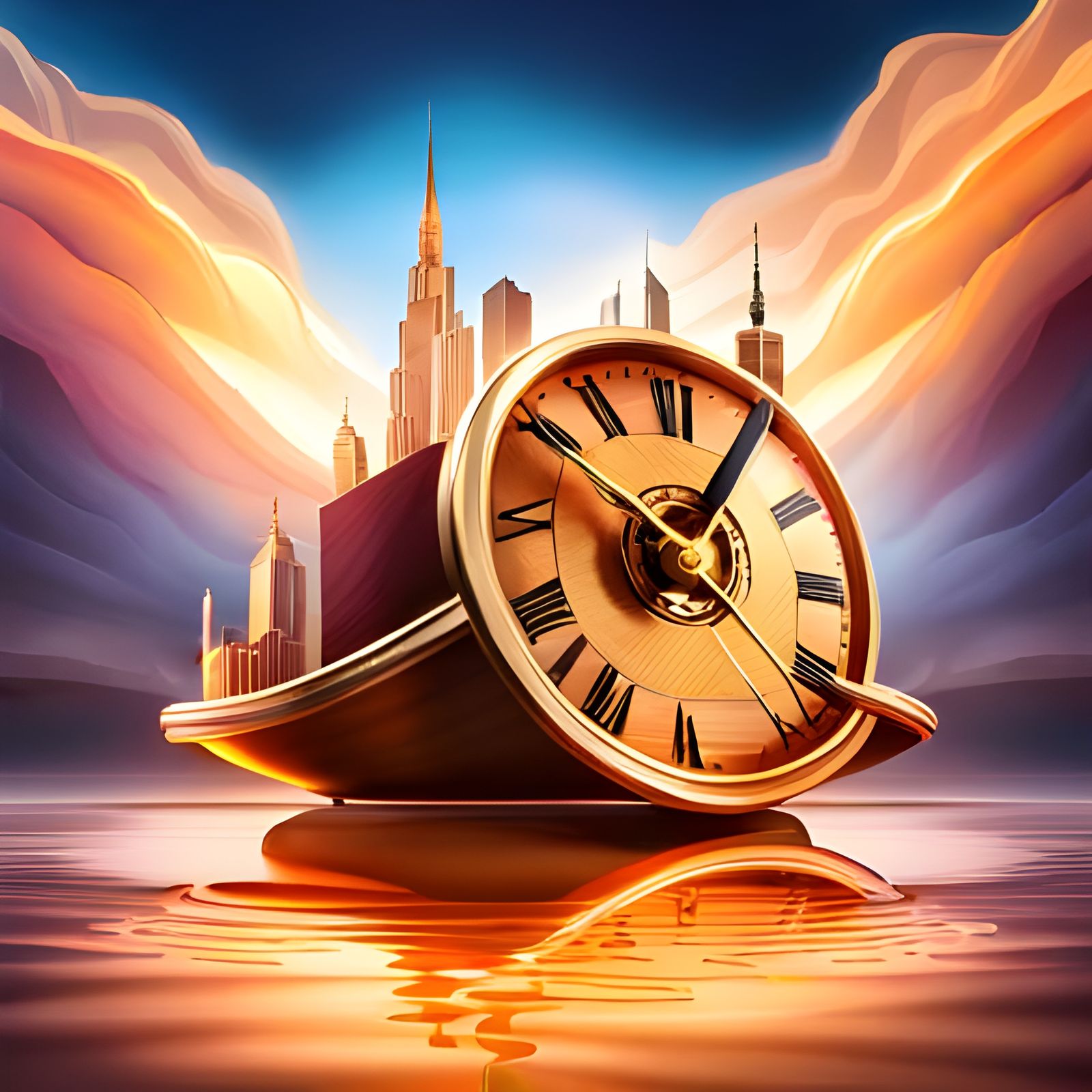 floating clock boat AI Generated Artwork NightCafe Creator