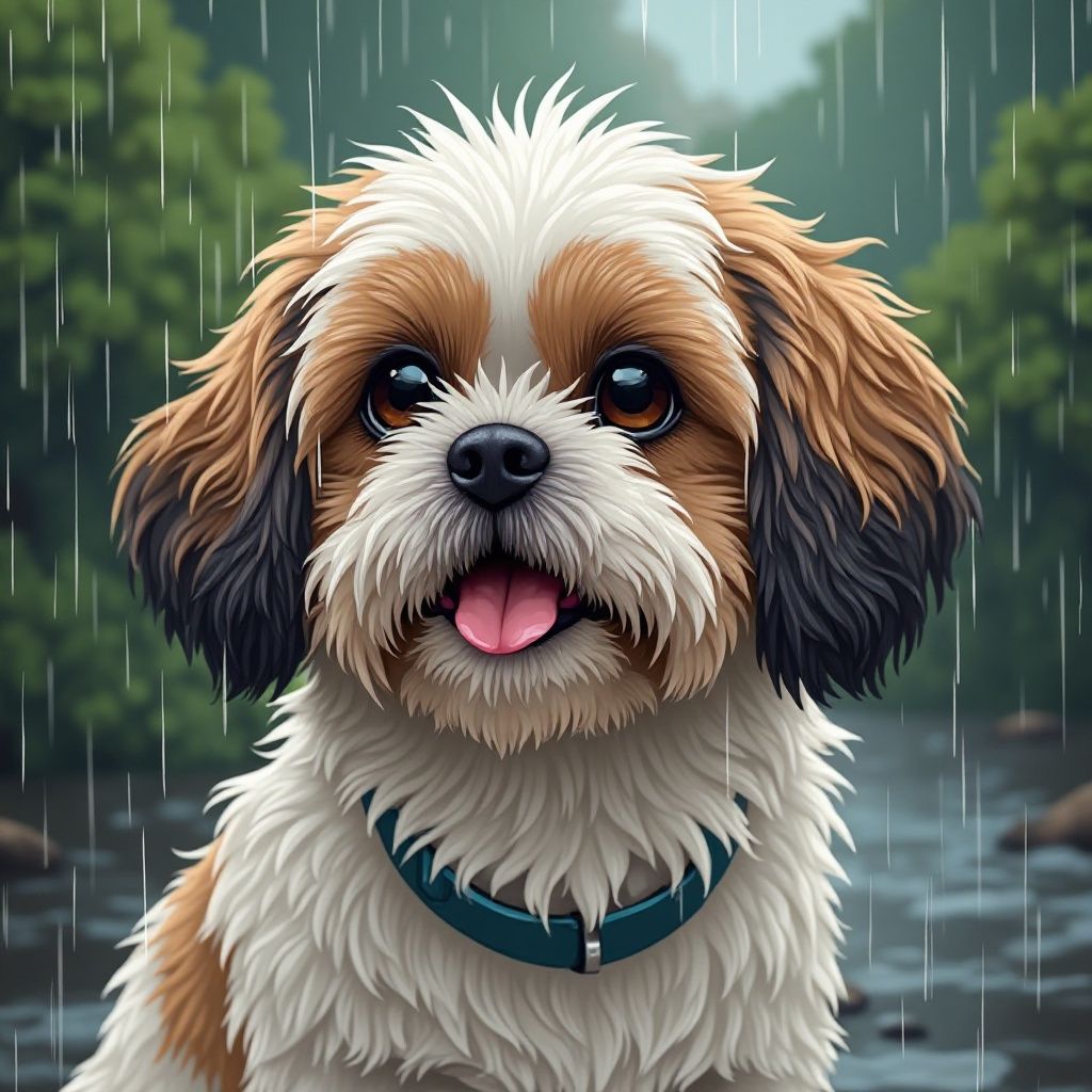 Shih Tzu in the Rain