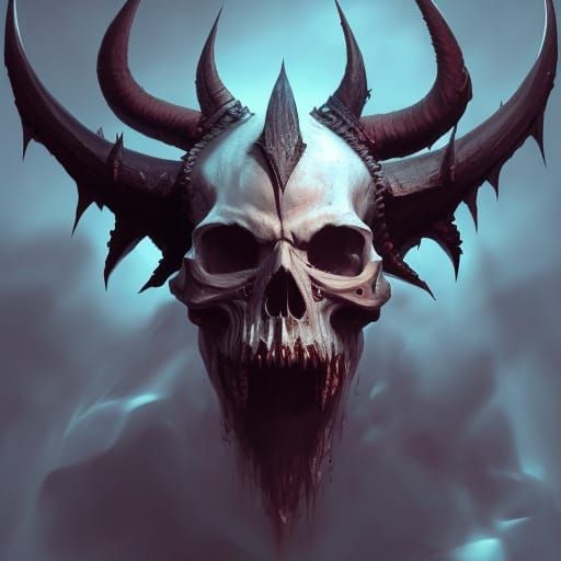 3D skull with horns.