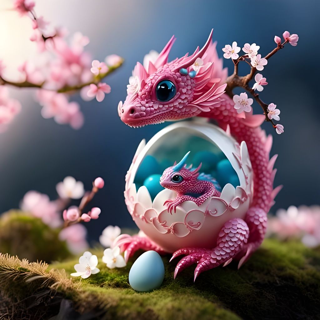 Cherry Blossom Dragon Hatchling  by @Digital Muse