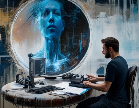 A holographic computer   by @C Olguin