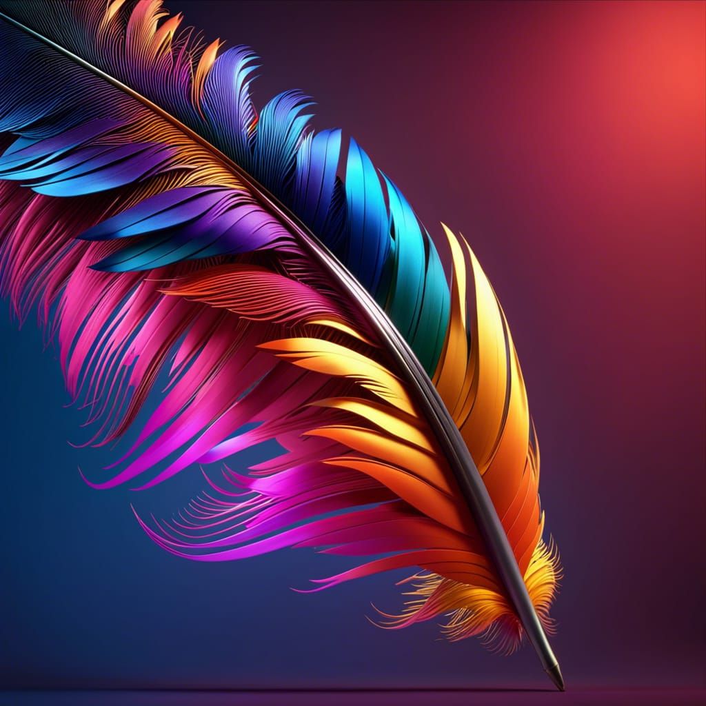 Colorful feather quill - AI Generated Artwork - NightCafe Creator