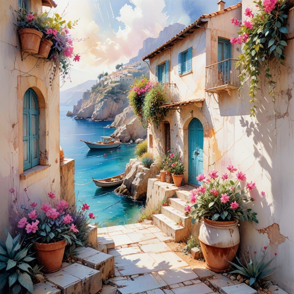 Mediterranean coastal village...  by @Gerber