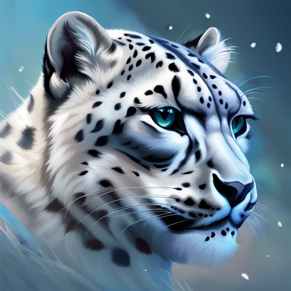 a majestic snow leopard hunting