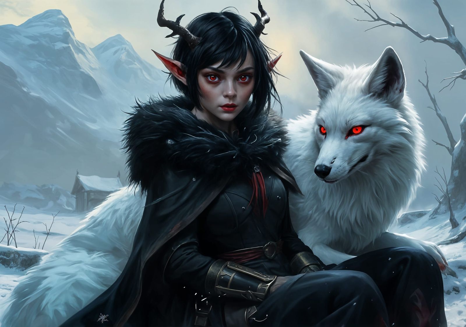 Backdoor and her snow-white companion.