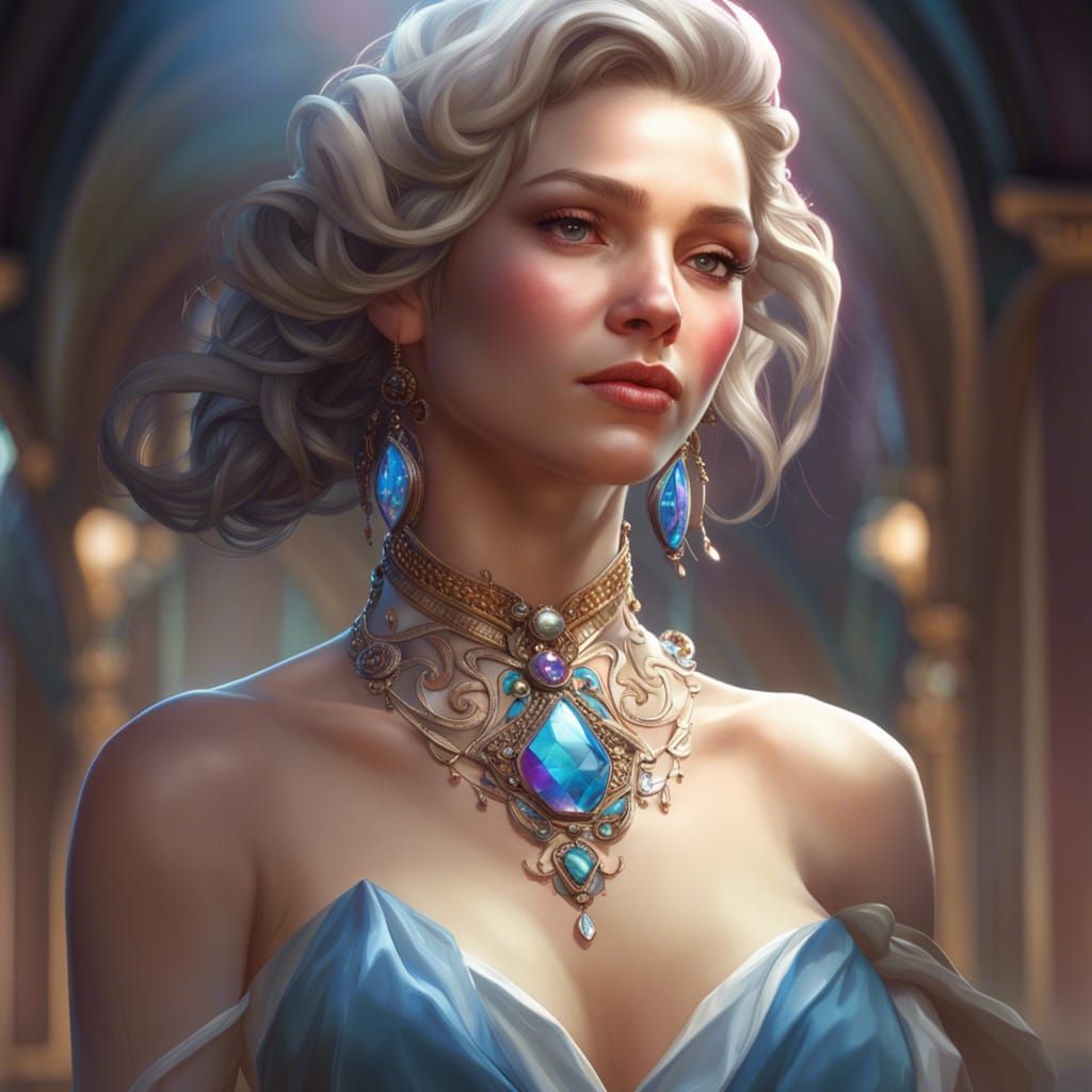 Porcelain Jewel Portrait in Hyperdetailed Splash Art