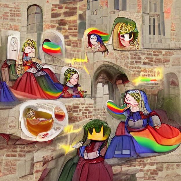 Medieval princesses taste the rainbow
