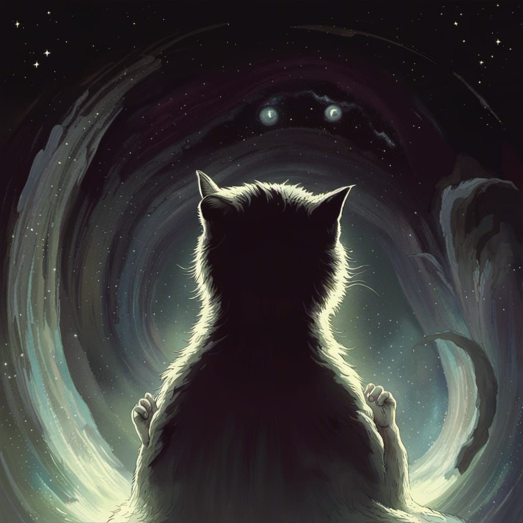 Space Cat with Planets - Enchanting Cosmic Scene, AI Art Generator