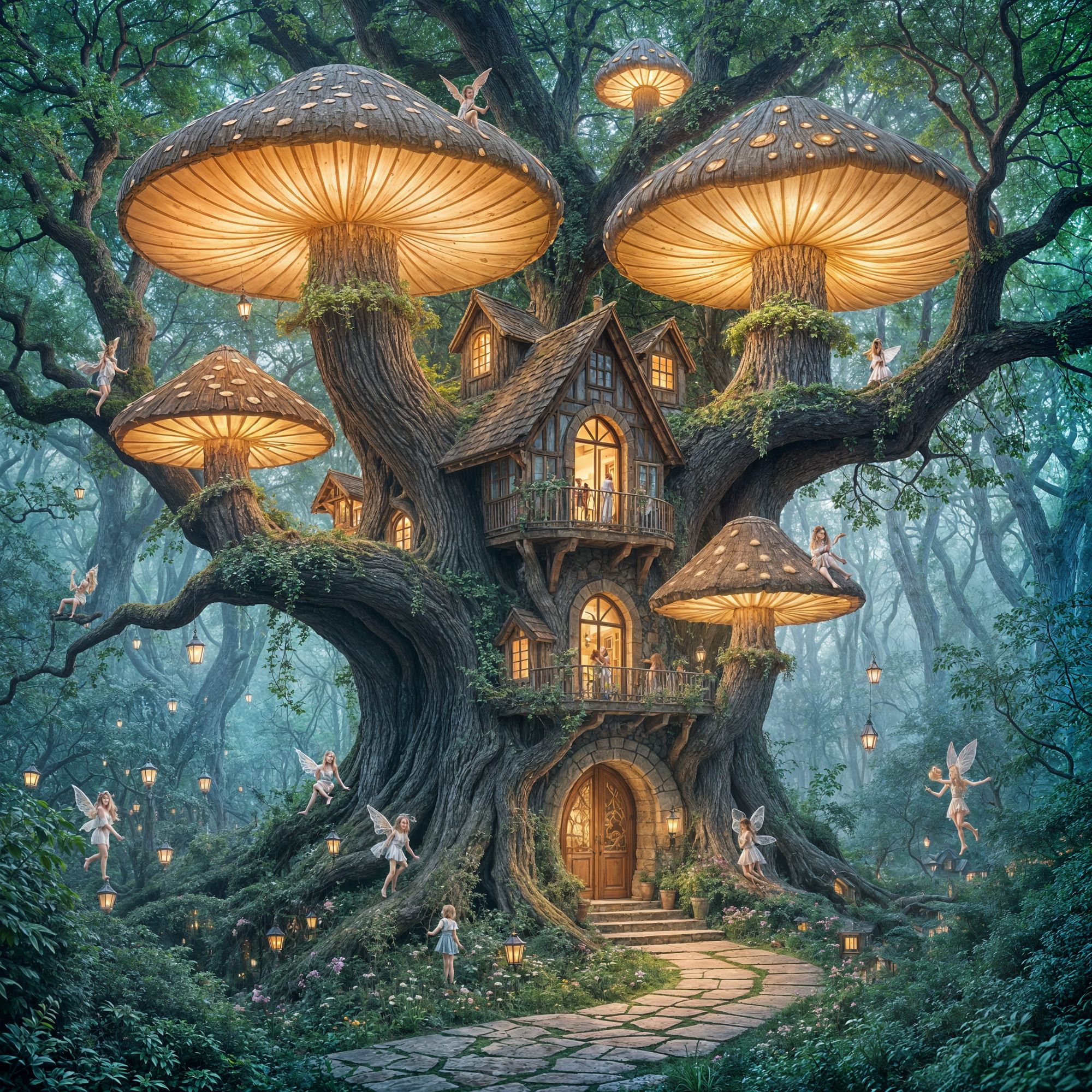 Beautiful house, like magical apartments built throughout four beautiful oak trees. The many multiroom magical apartment is built in a magic...