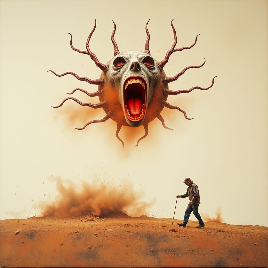 Chaotic Asylum Illusion in Mixed Media Style