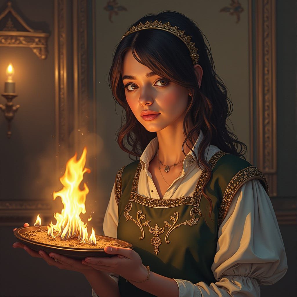 Astronauts in Blooming Spring Landscape with Rainbow