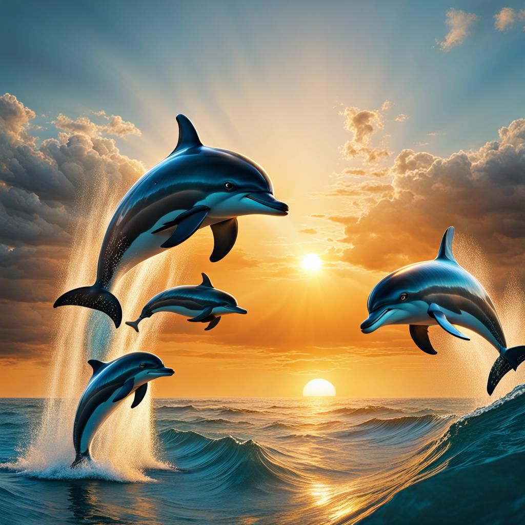 dolphins at sunrise