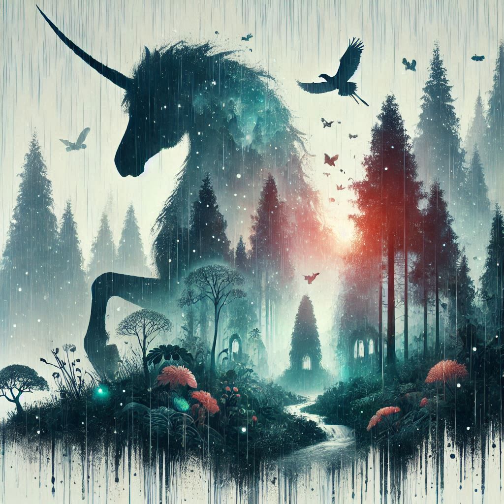 double exposure beautiful fantasy DALL-E 3 portrait landscap...