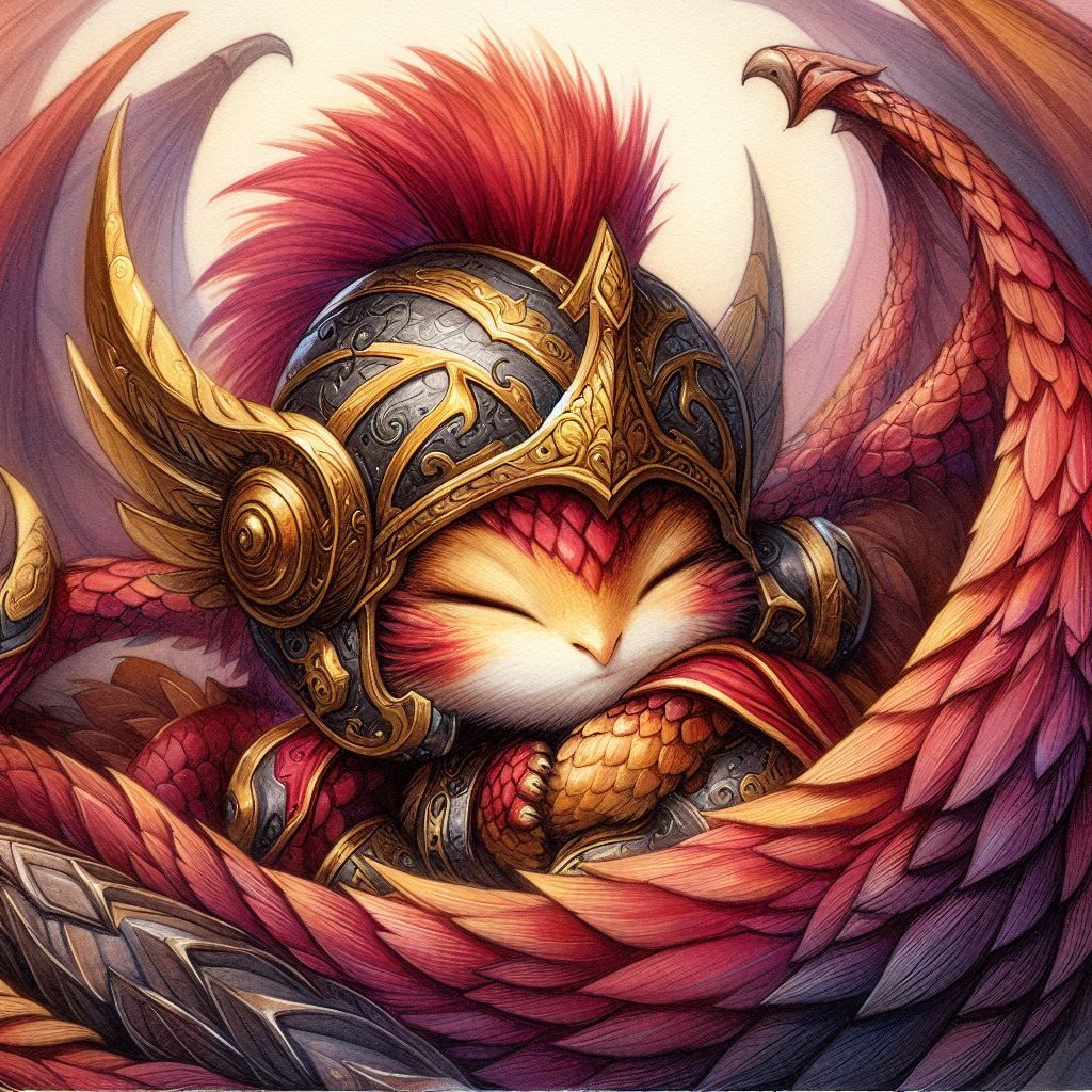 Baby Smaug with helmet