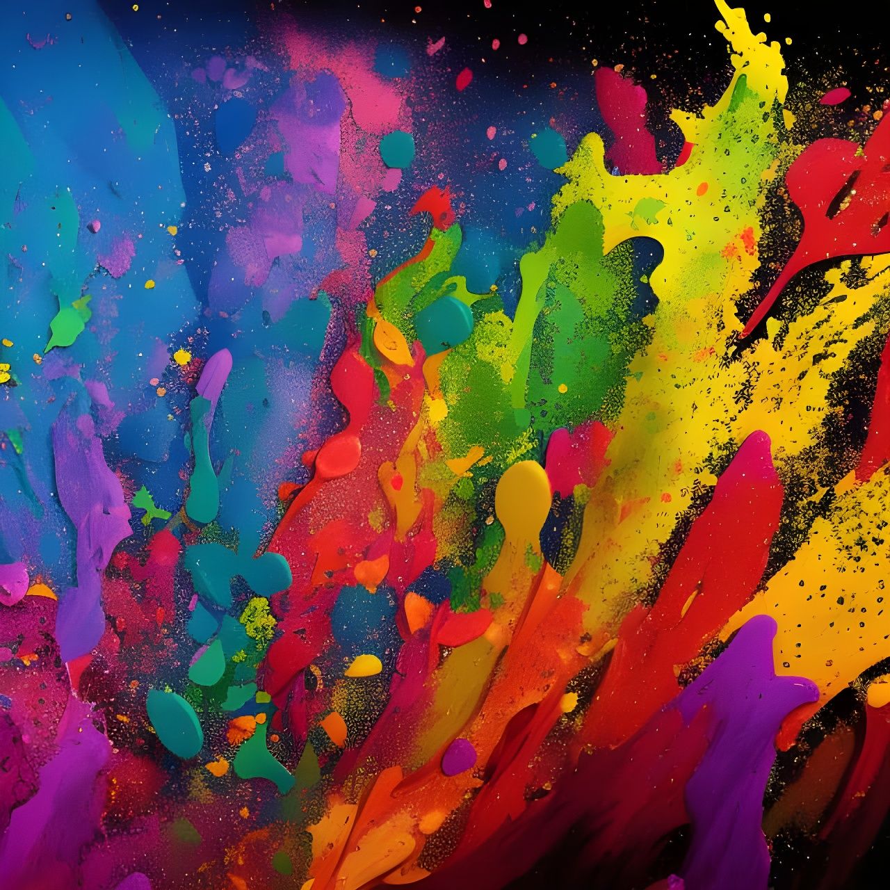 Colorful Paint Splatters in Hyperrealistic Detail