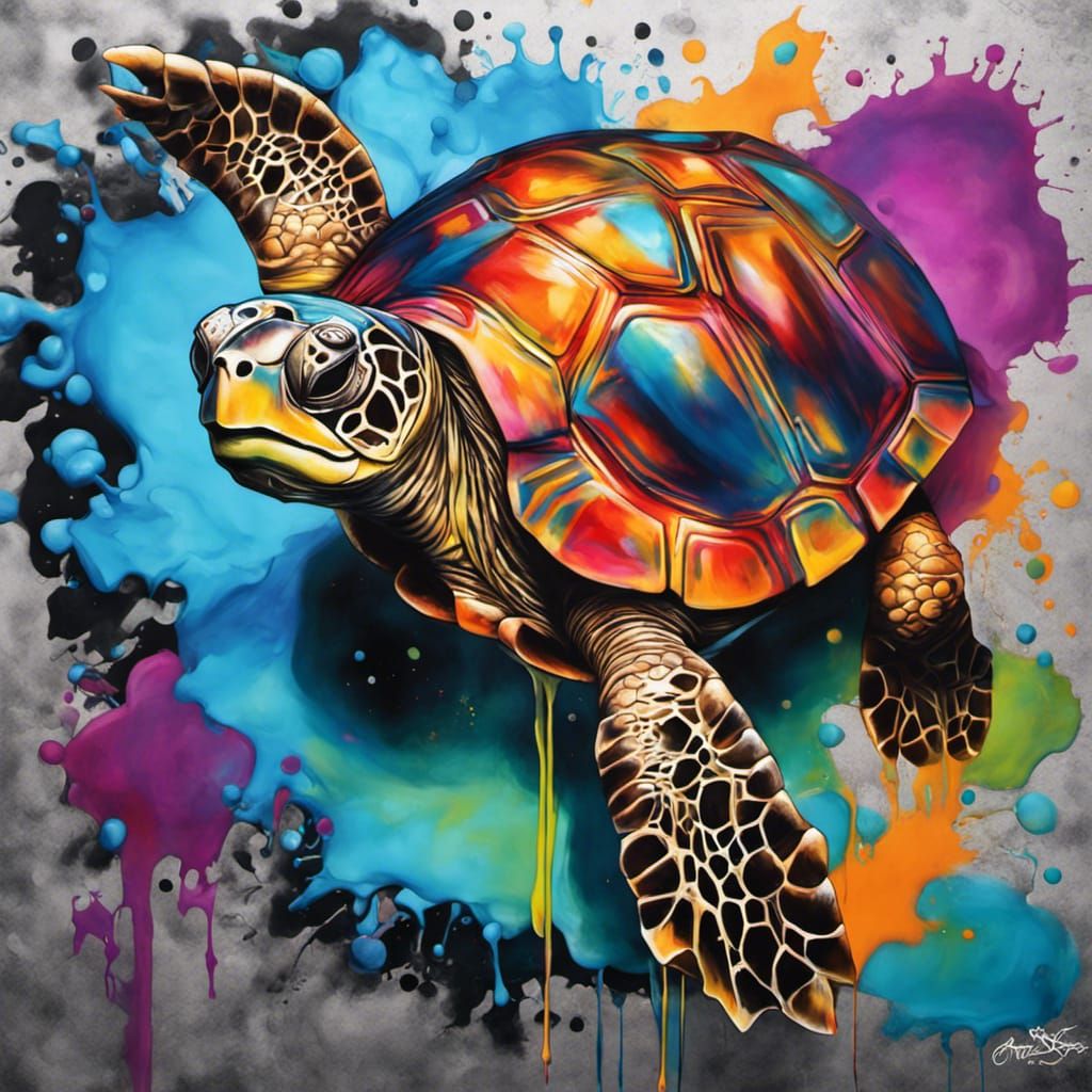 Quintessence Turtle graffiti art, splash art, street art, spray paint ...