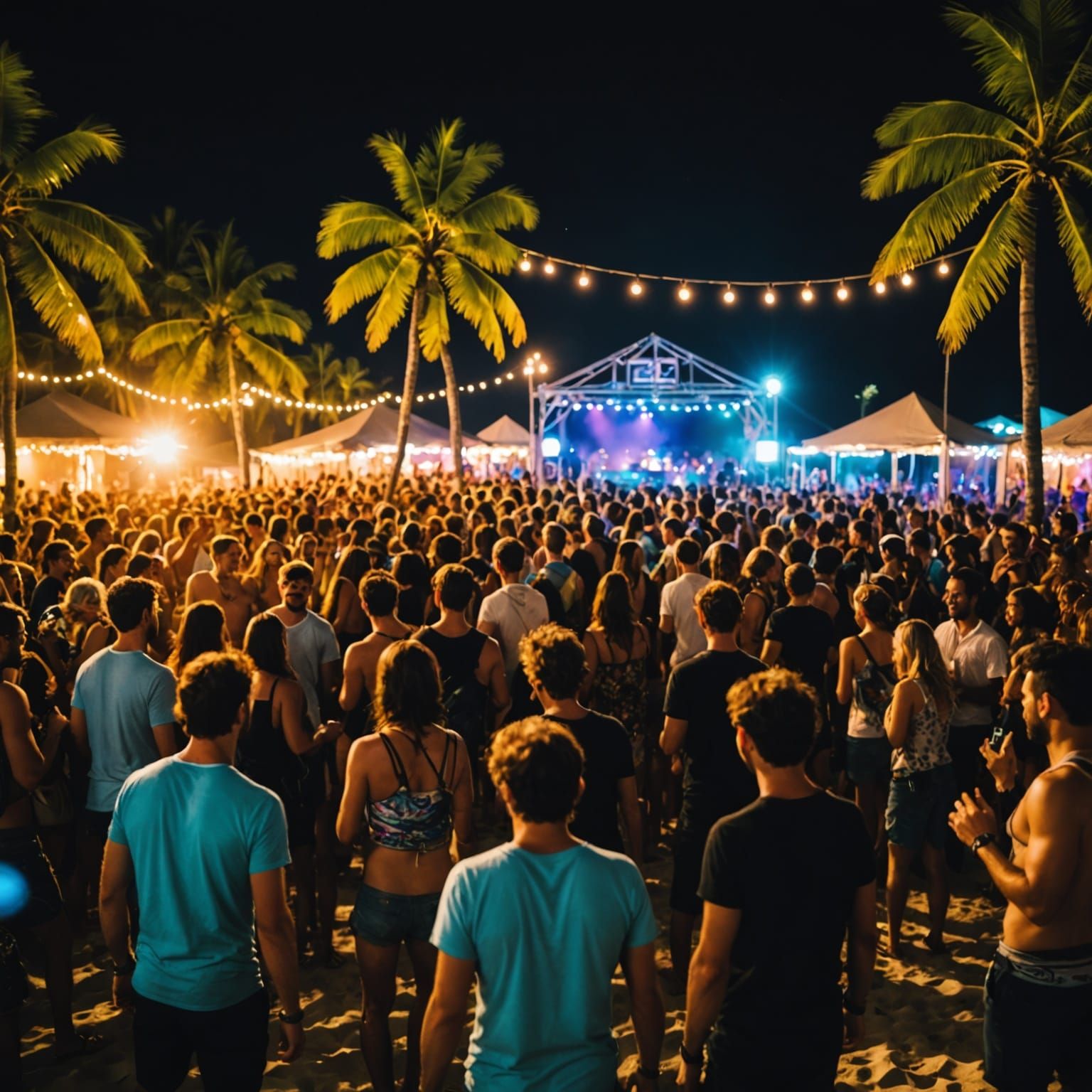 Surreal Beach Rave in Tropical Paradise - AI Art