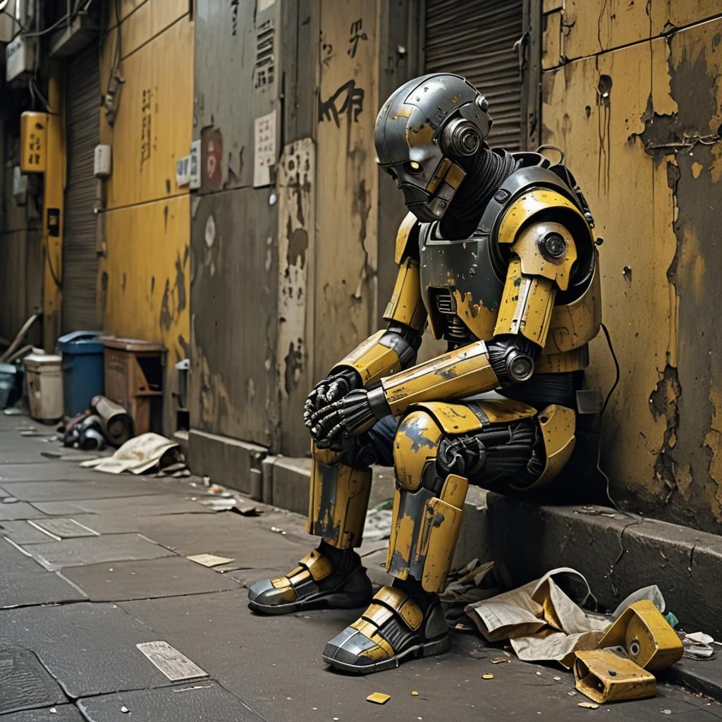 realistic photograph of an old man sitting on the ground, lo...