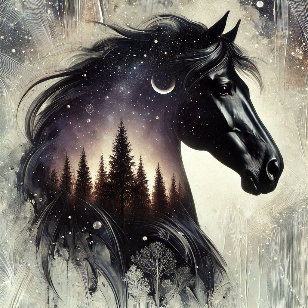 A majestic Arabian black horse