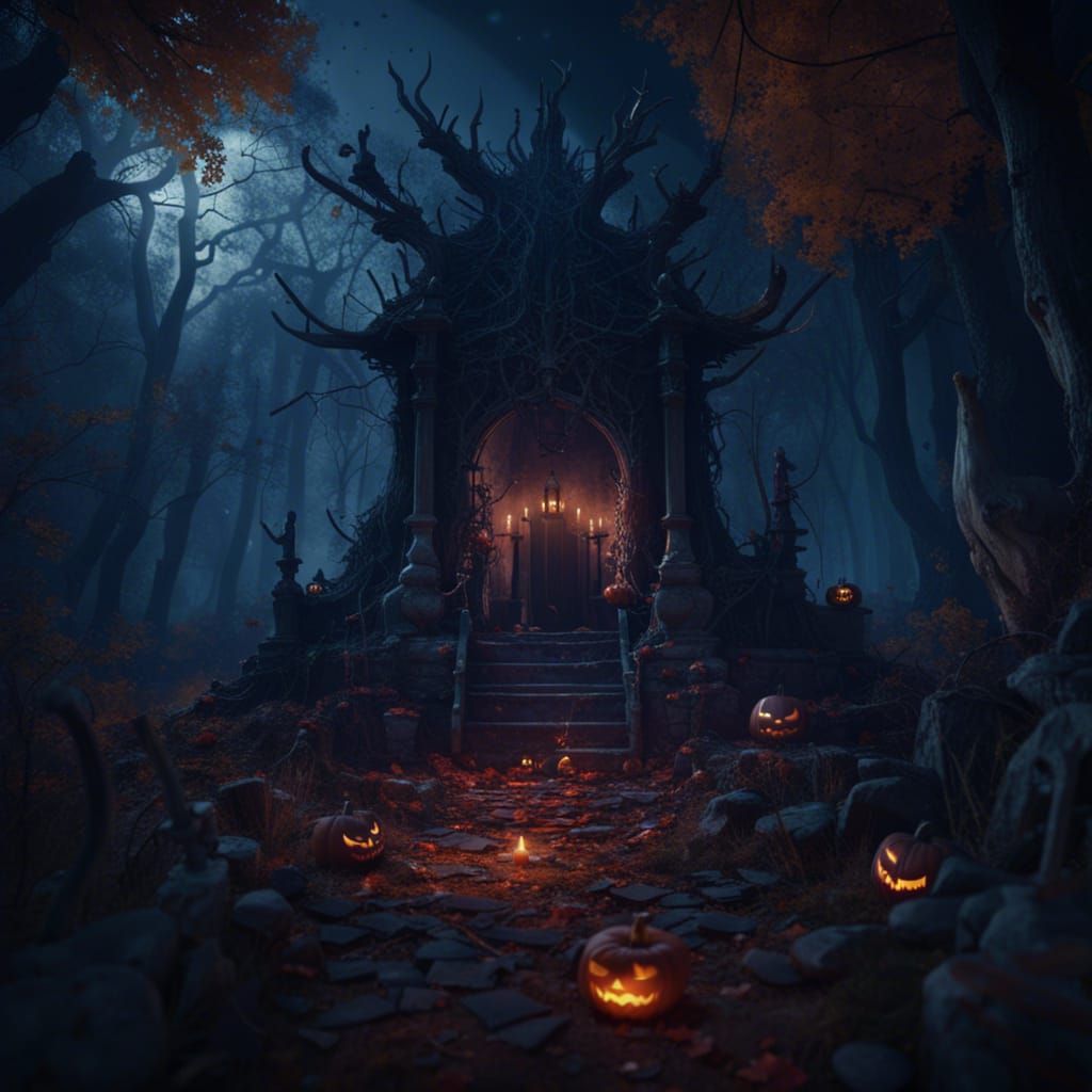 Halloween Mausoleum - AI Generated Artwork - NightCafe Creator