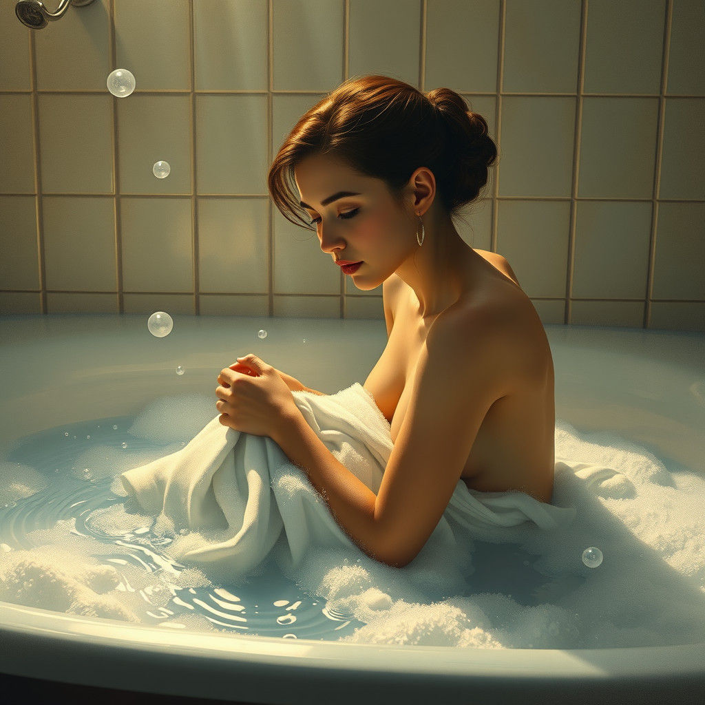 Woman in Bubble Bath, Surrealist Dreamscape