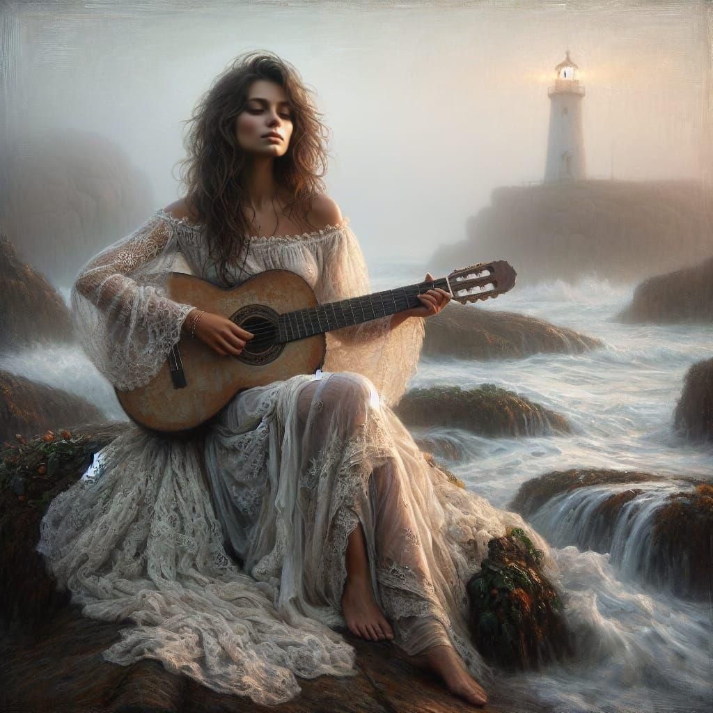 Woman Playing Guitar  by @RogueDesigner