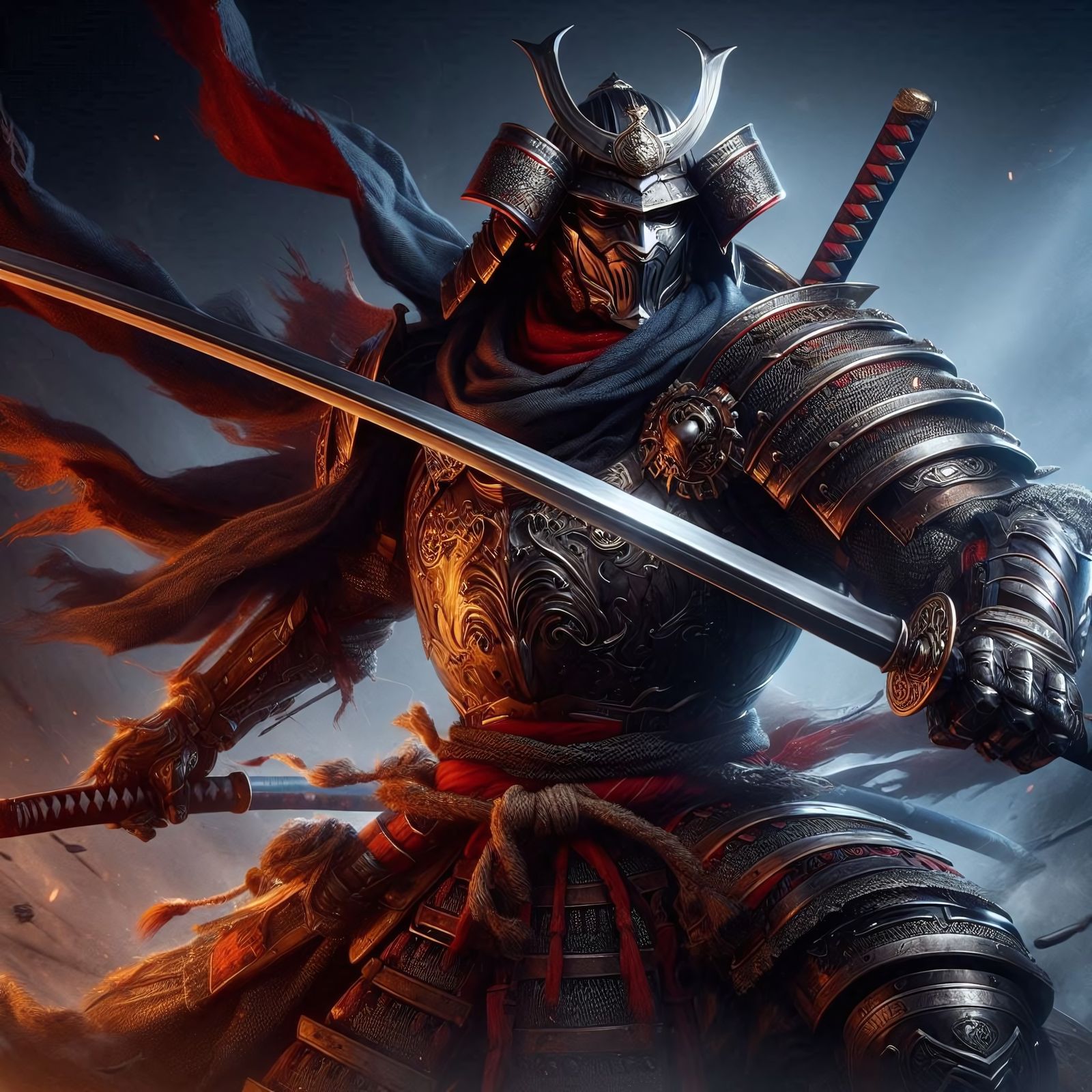 Samurai in Combat Pose