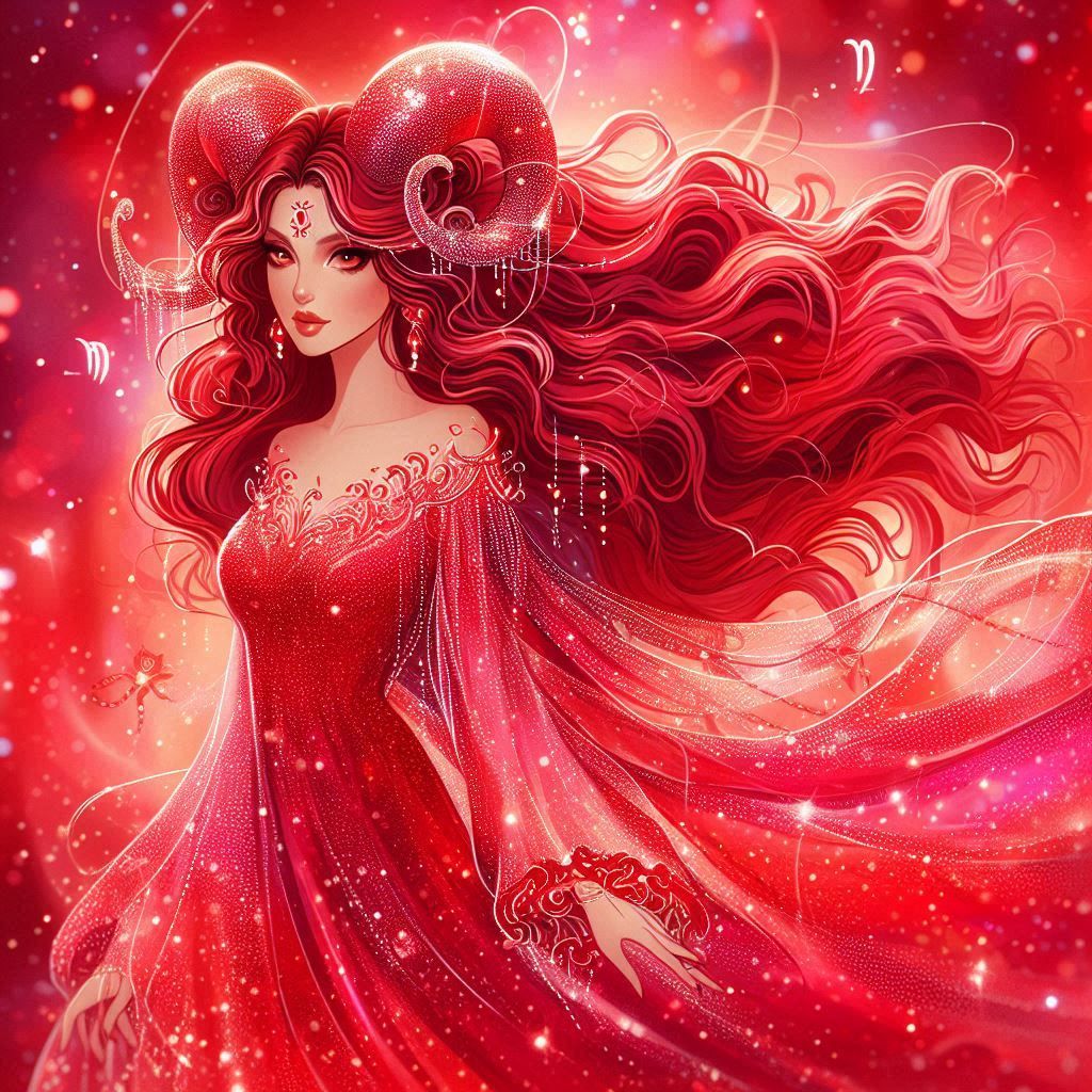 July Zodiac Goddess in red