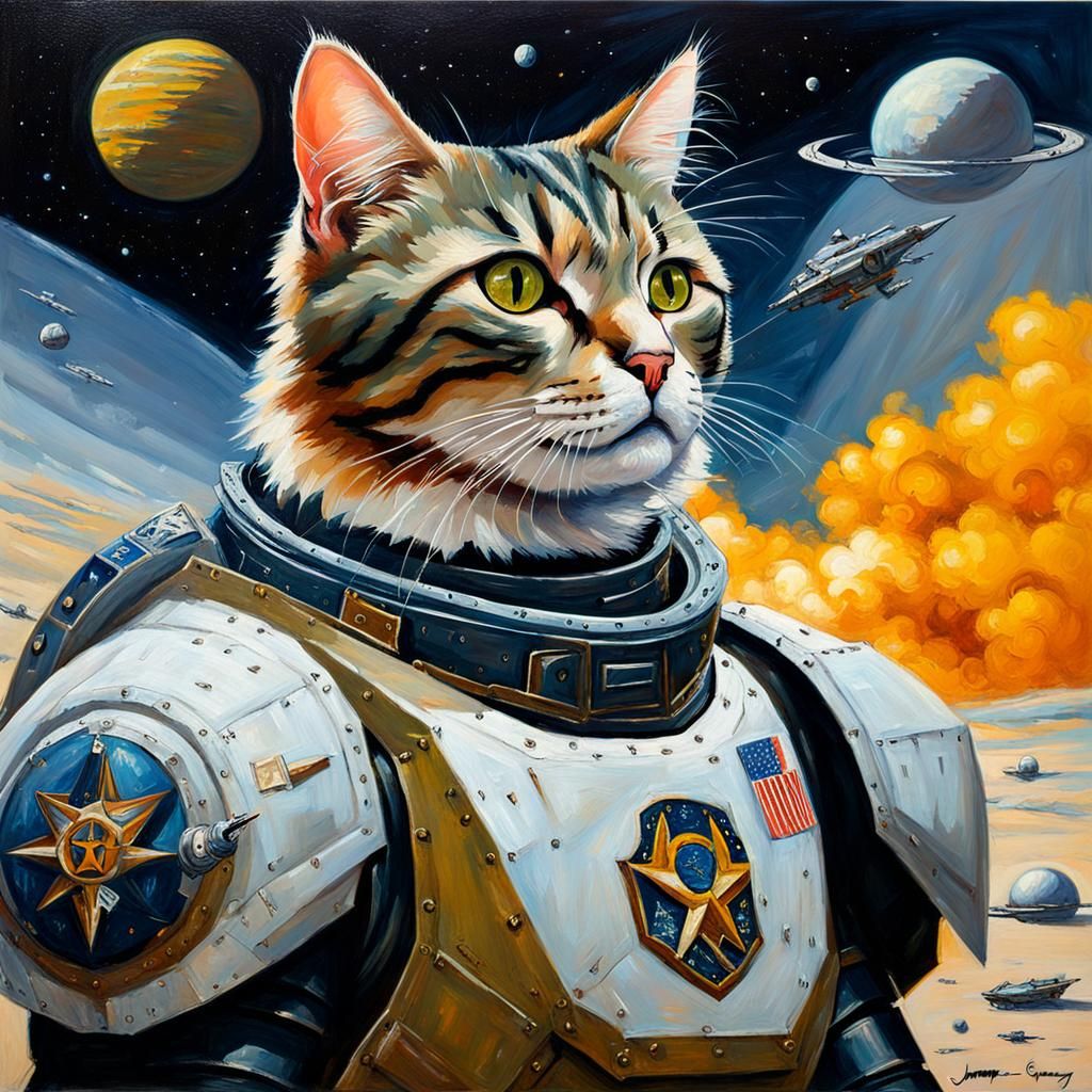 Cat in the armor of the Space Defense Force. (Inspired by the short ...