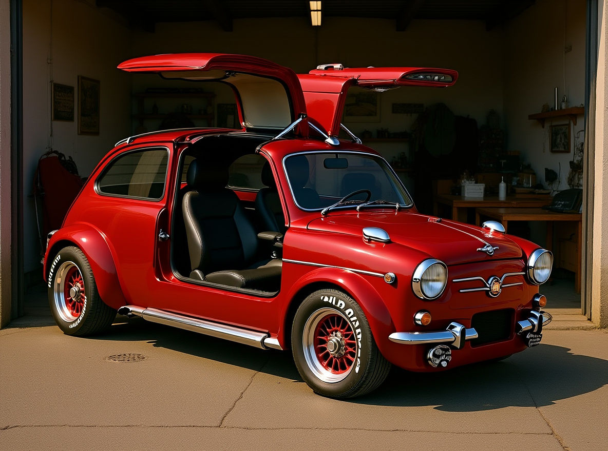 1973 Seat 600 D Special Gullwing Red open doors