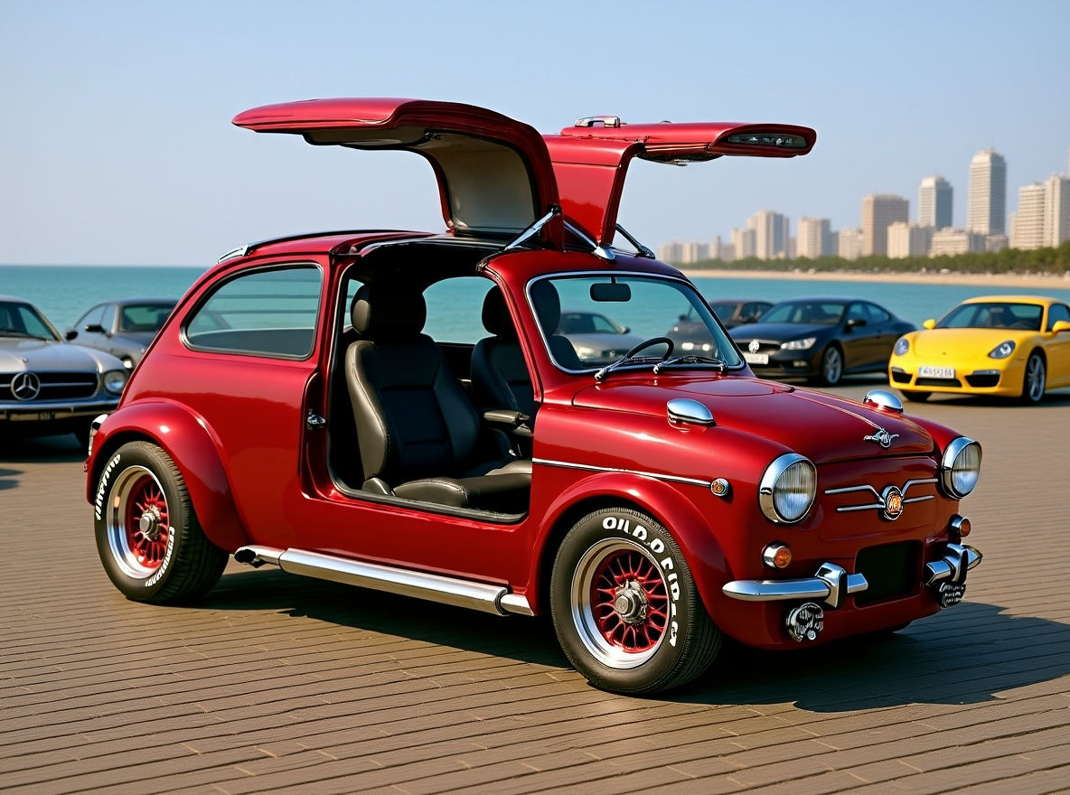 1973 Seat 600 D Special Gullwing Red open doors