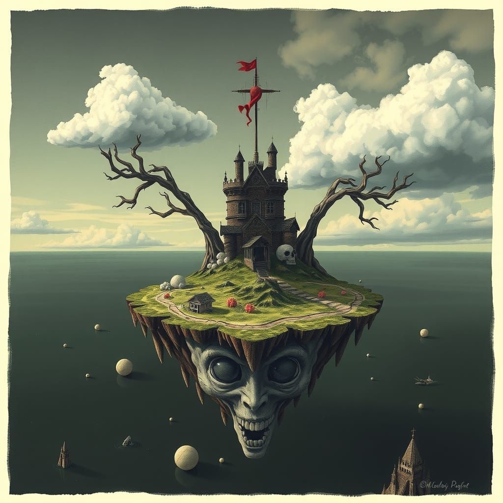 Macabre "Floating doll head" island