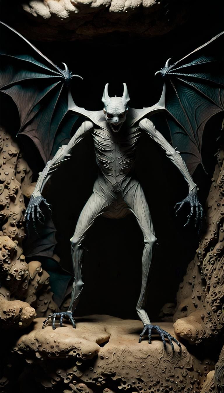 Monstrous Figure Humanoid shape, Leathery  Bat Like Wings, r...